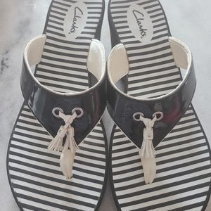 Black wedge sandals